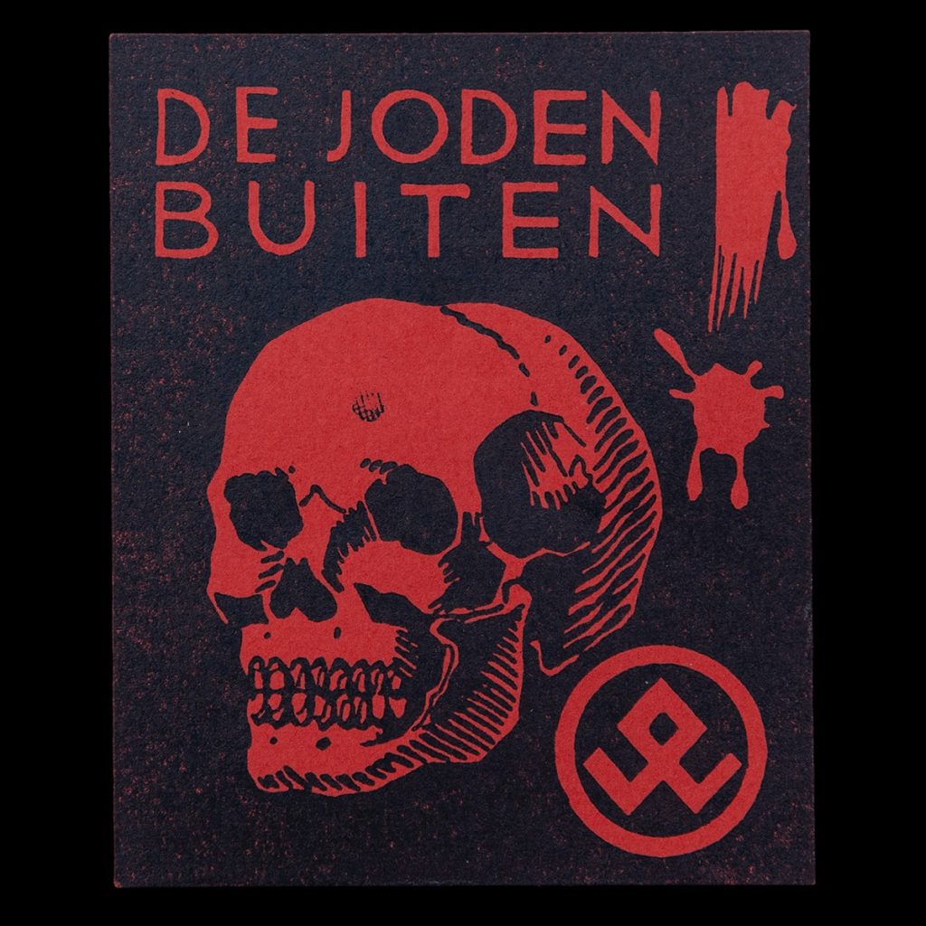 Aanplaklabel ‘DE JODEN BUITEN’ Belgische Volkverwering 1937-1944