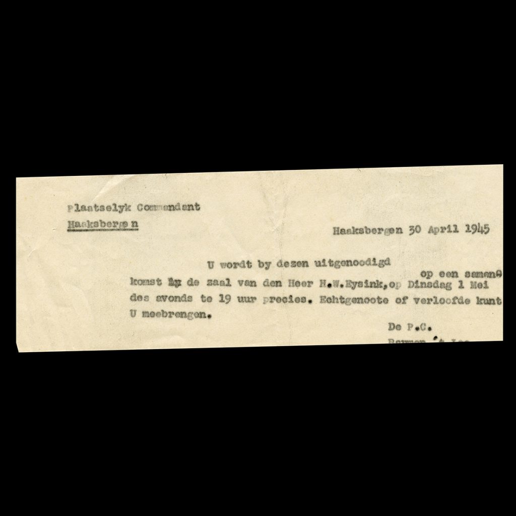 Document plaatselijk Commandant Haaksbergen 1945